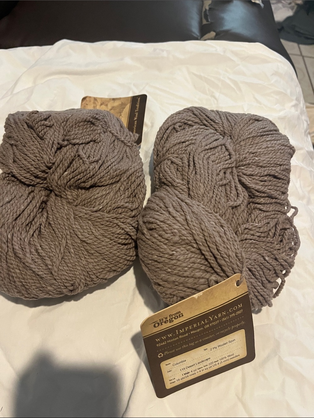 Columbia Neutral Taupe Wool Blend Yarn Skeins
